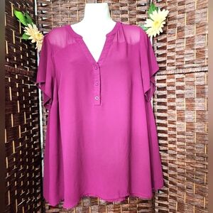 Torrid blouse It is made of purple veil. Short sleeves, you have buttons on the